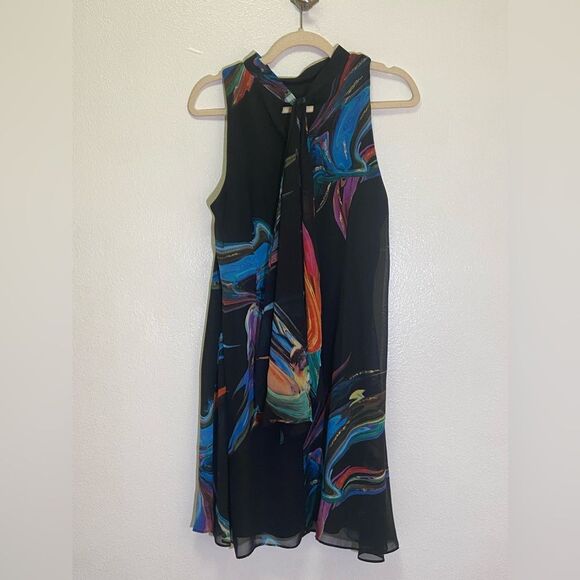 Signature By Robbie Bee - Sleeveless Trapeze Artsy Dress With Scarf - size 6 - Picture 1 of 8